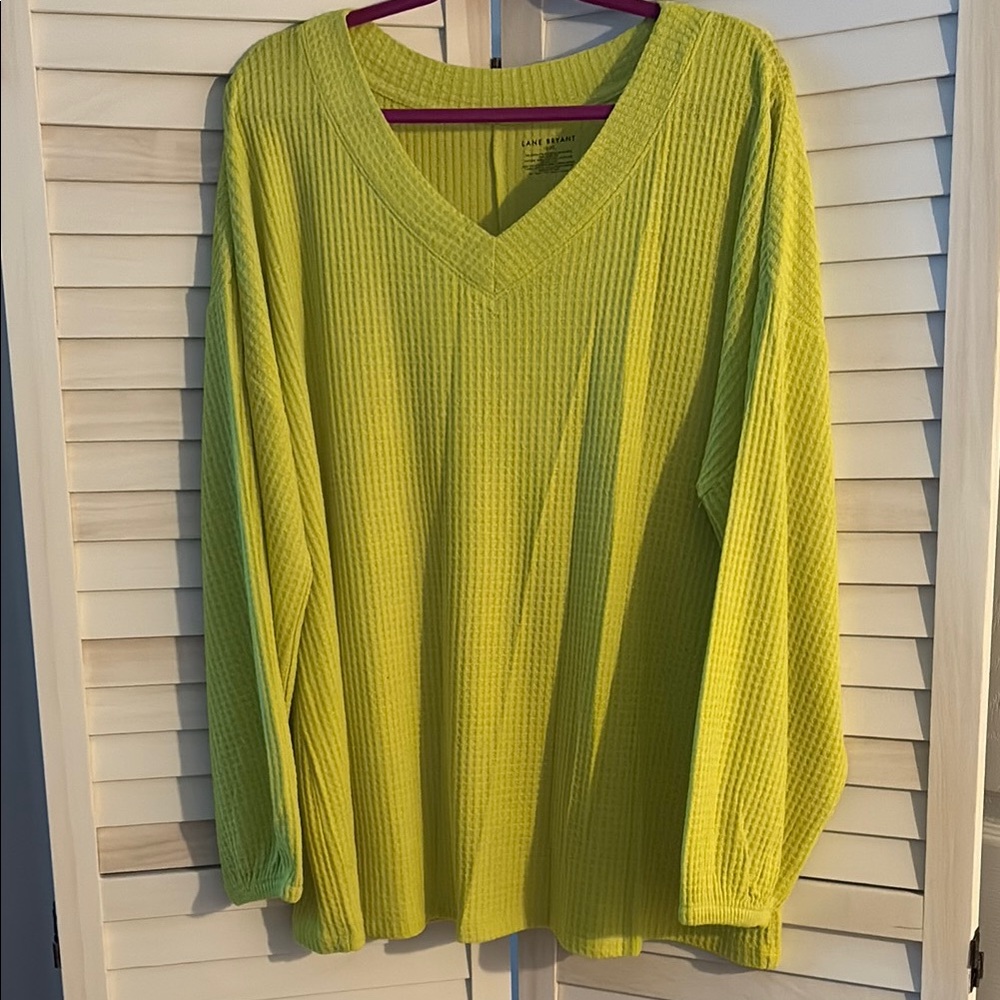 Bright Yellow/Lime V-Neck Long Sleeved Top